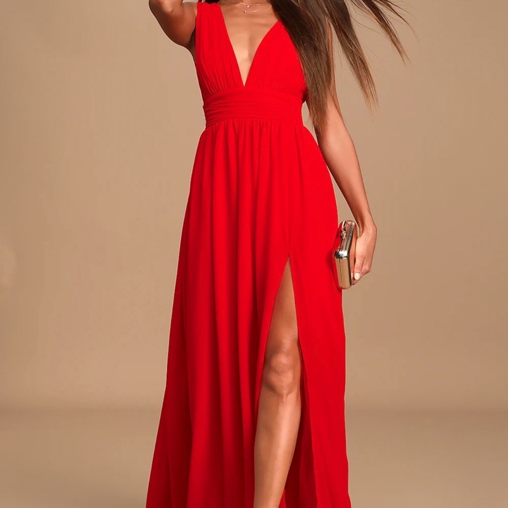 Lulu's Vibrant Red Maxi Dress